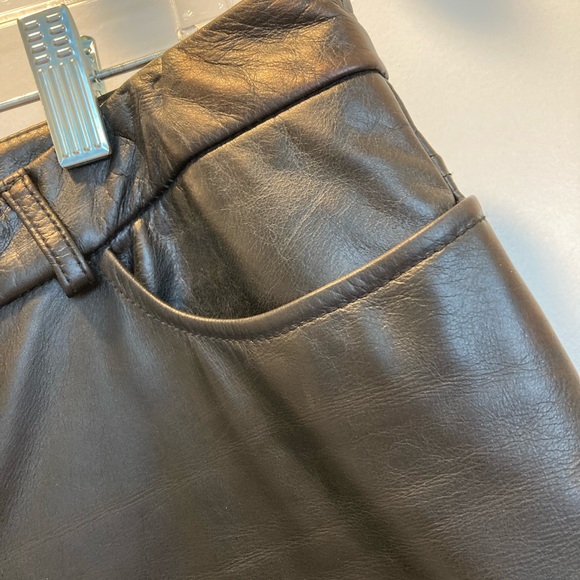 Black leather flat front pant ! - Picture 4 of 5